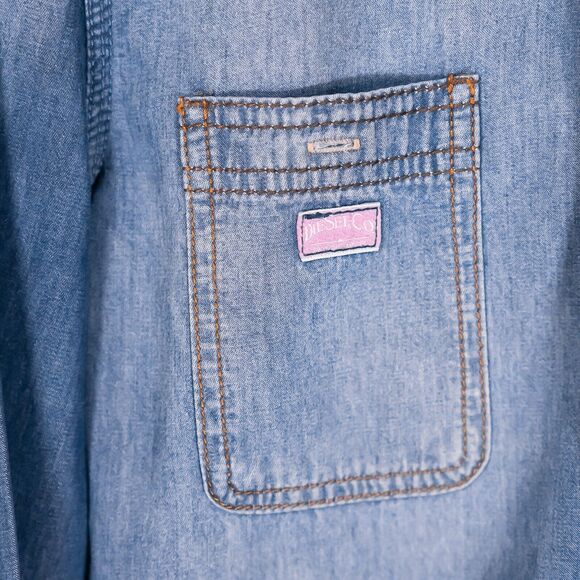 Diesel Men's Denim Shirt Button Up Blue Snap Button Pockets Jean Long Sleeve S - Picture 5 of 9